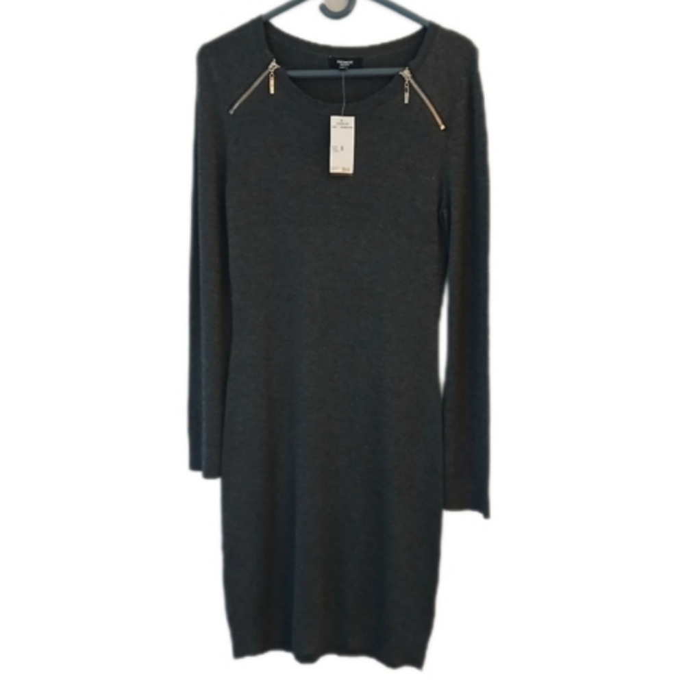 Premise Dresses Grey Sweater Dress NWT Womans size XS Goth Preppy